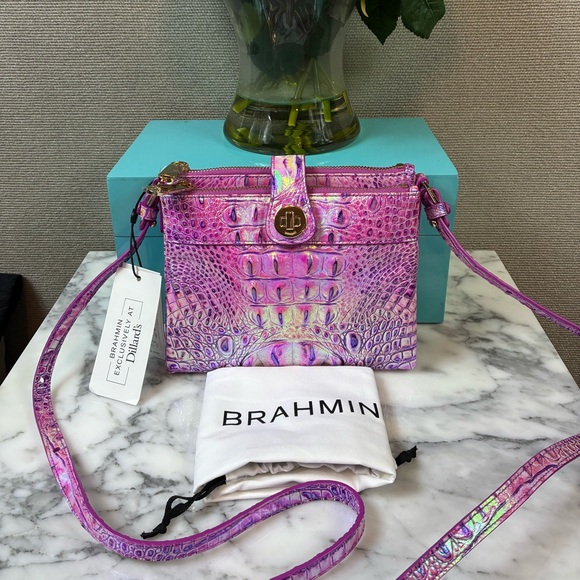 Brahmin Handbags - NWT Brahmin Purple Iris Melbourne Iridescent Compact Crossbody Bag - Retail $265